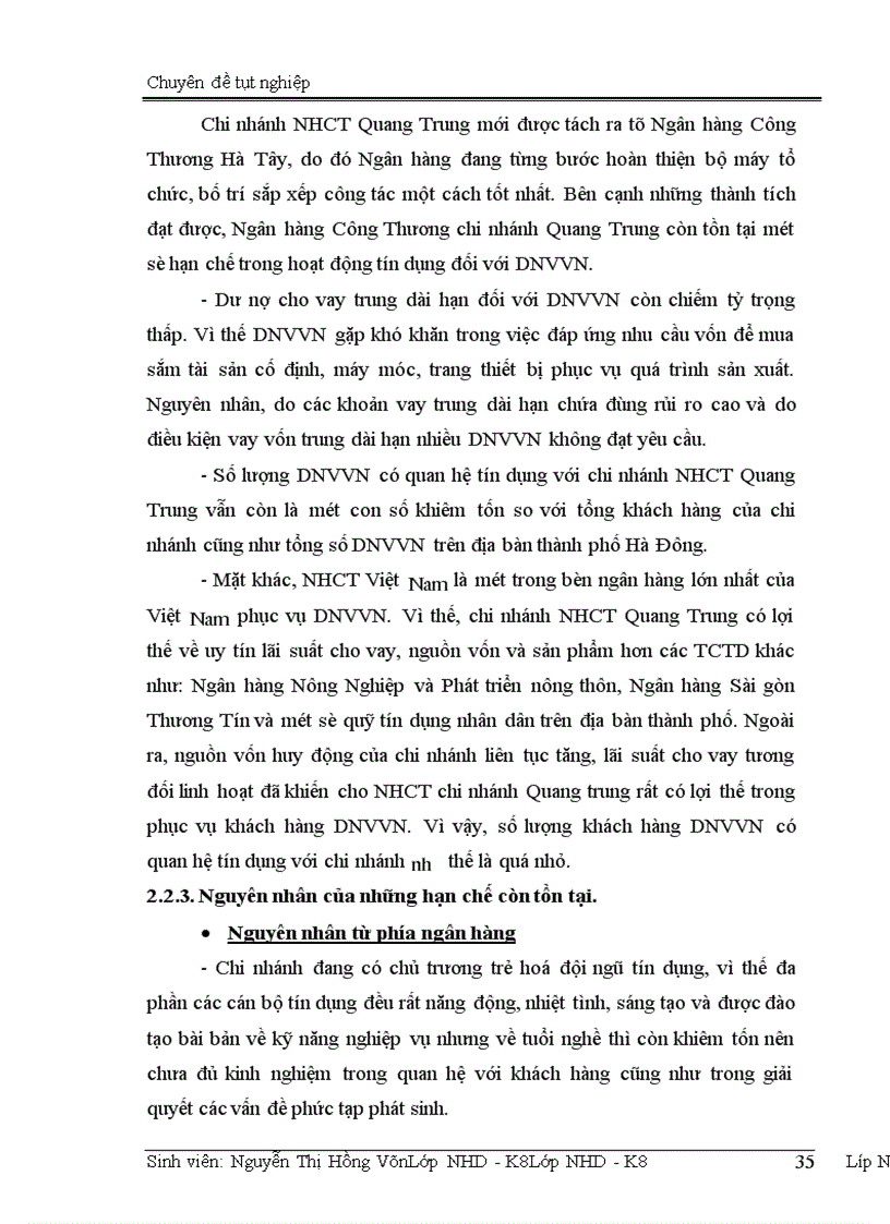 image for page Giải pháp mở rộng hoạt động tín dụng đối với DNVVN tại chi nhánh NHCT Quang Trung