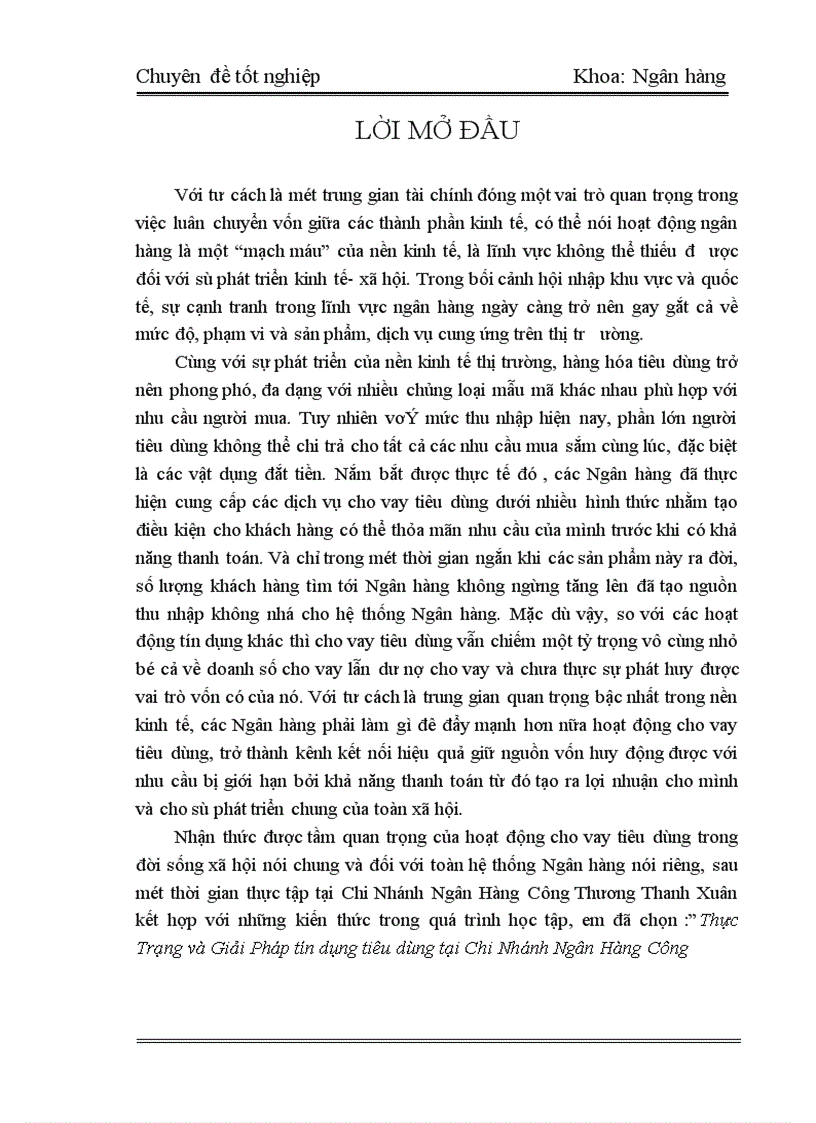 image for page Thực Trạng và Giải Pháp tín dụng tiêu dùng tại Chi Nhánh Ngân Hàng Công Thương Thanh Xuân