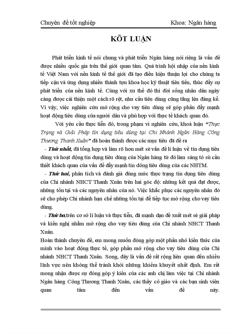 image for page Thực Trạng và Giải Pháp tín dụng tiêu dùng tại Chi Nhánh Ngân Hàng Công Thương Thanh Xuân