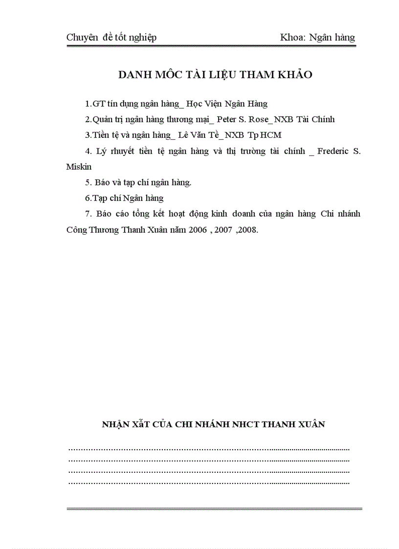 image for page Thực Trạng và Giải Pháp tín dụng tiêu dùng tại Chi Nhánh Ngân Hàng Công Thương Thanh Xuân