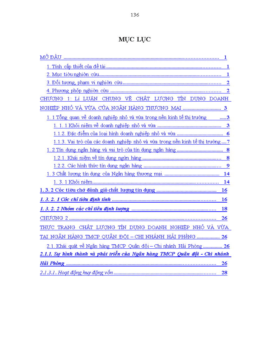 image for page Nâng cao chất lượng tín dụng doanh nghiệp nhỏ và vừa tại Ngân hàng TMCP Quân đội Chi nhánh Hải Phòng