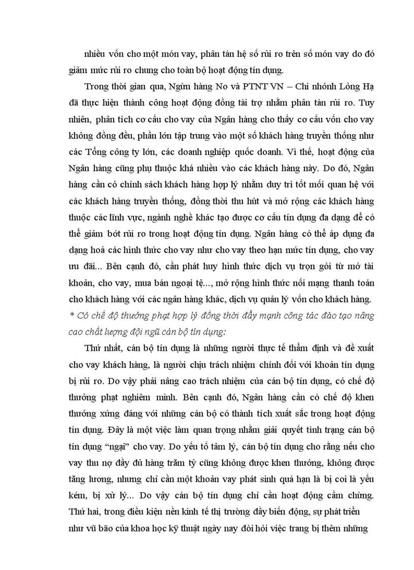 image for page Một số giải pháp nhằm hạn chế rủi ro tín dụng tại Ngân hàng No và PTNT VN – Chi nhánh Láng Hạ