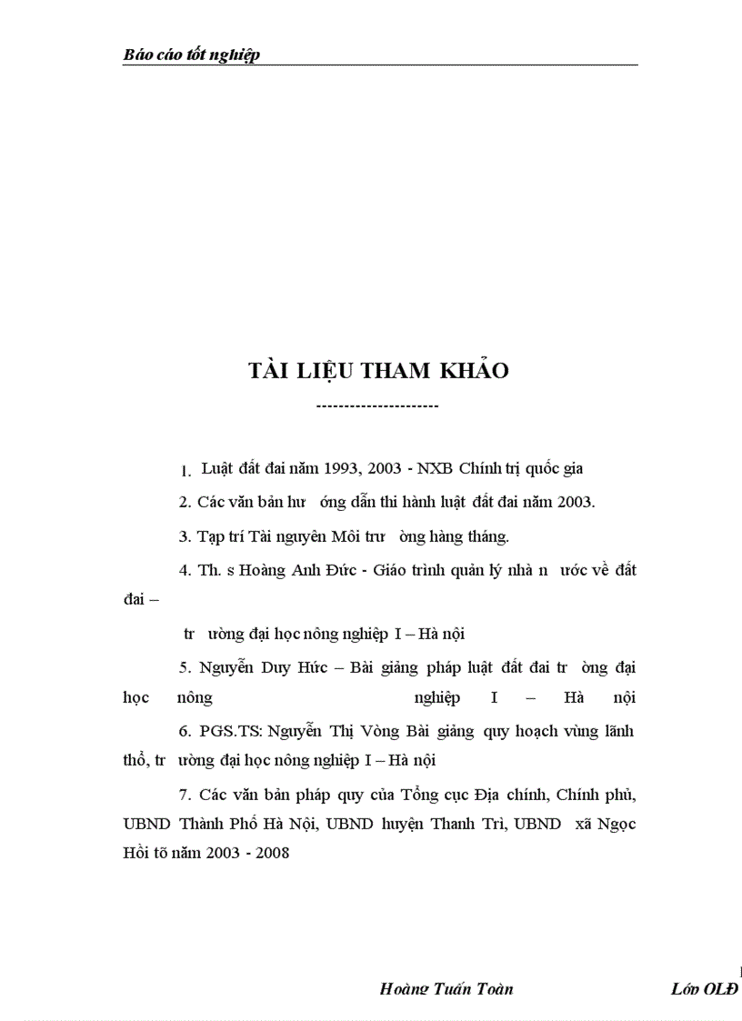 image for page Đánh giá tình hình quản lý đất đai giai đoạn 2003-2008 của xã Ngọc Hồi, huyện Thanh Trì, Thành phố Hà Nội