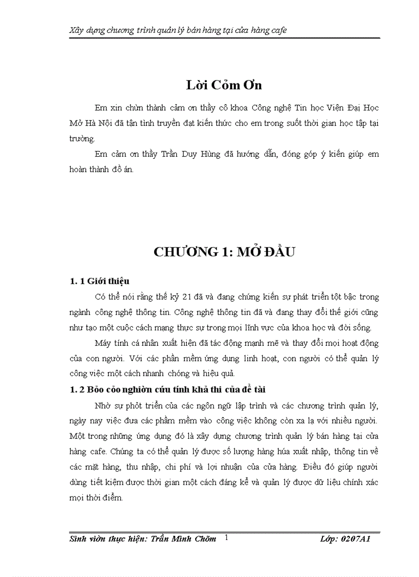 image for page Xây dựng chương trình quản lý bán hàng tại cửa hàng cafe