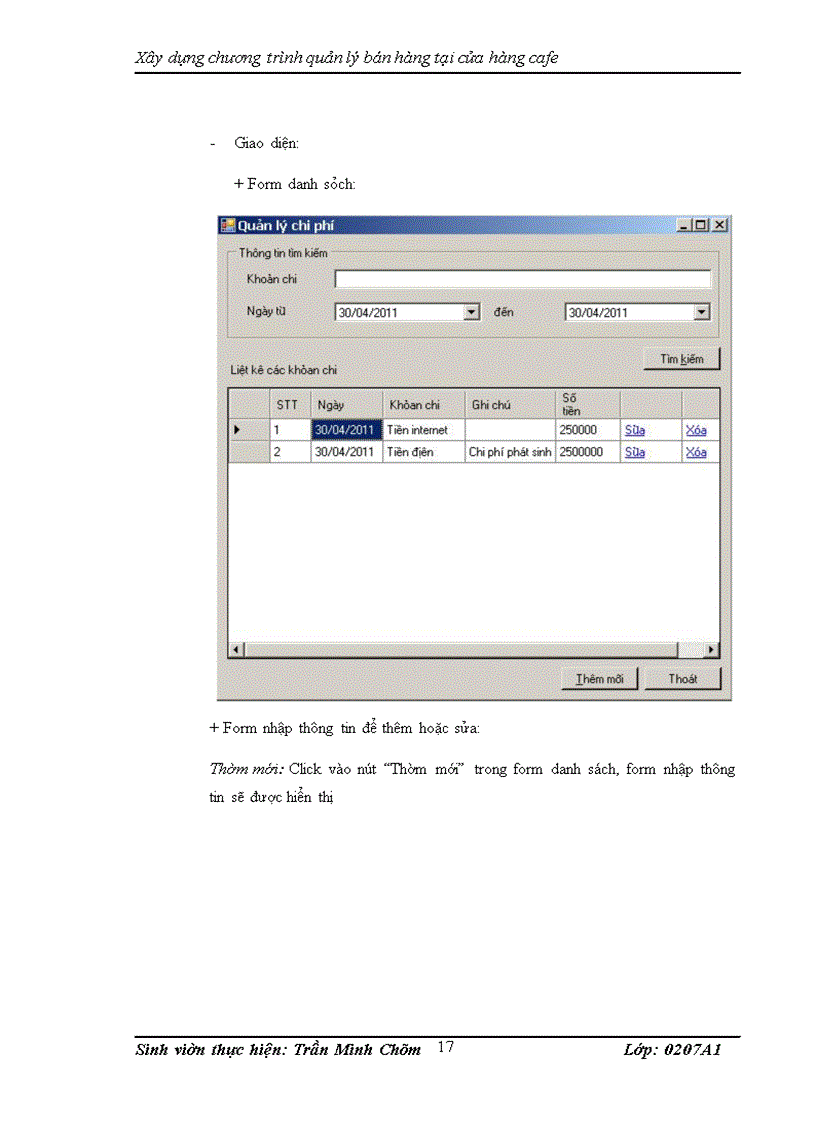 image for page Xây dựng chương trình quản lý bán hàng tại cửa hàng cafe
