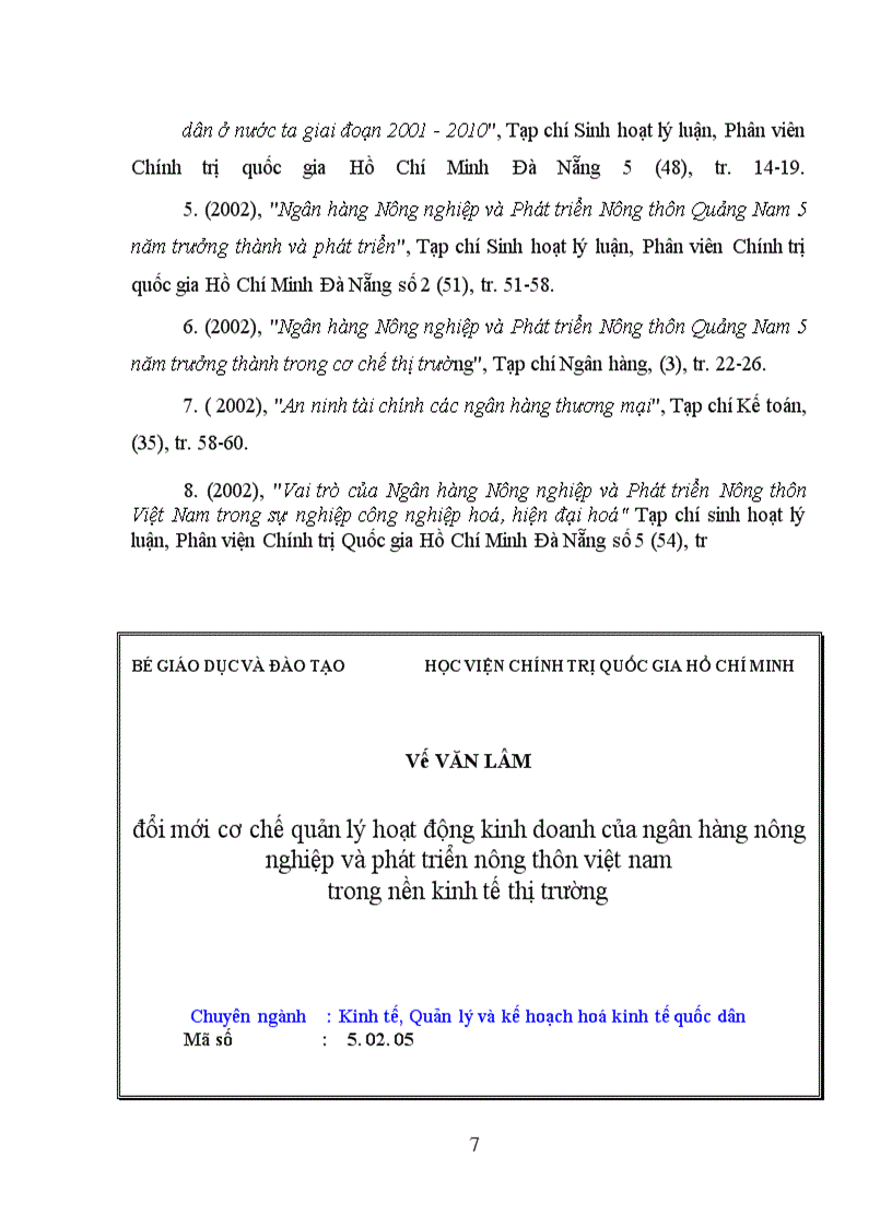 image for page Một số giải pháp về tín dụng ngân hàng nông nghiệp và Phát triển Nông thôn trong quá trình công nghiệp hoá, hiện đạI hoá nền kinh tế quốc dân ở nước ta giai đoạn 2001-2010