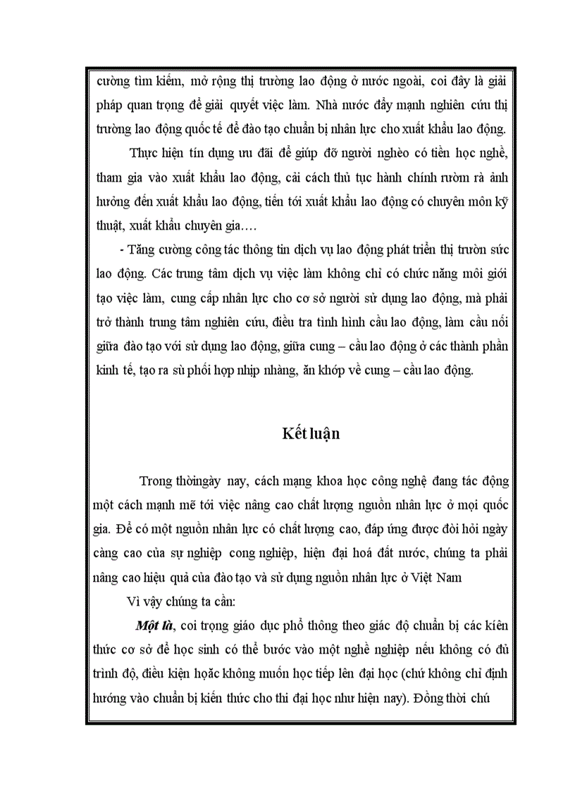 image for page Thực trạng và giải pháp để nâng cao hiệu quả của đào tạo và sử dụng nguồn nhân lực phục vụ cho sự nghiệp công nghiệp hóa và hiện đại hóa ở Việt Nam