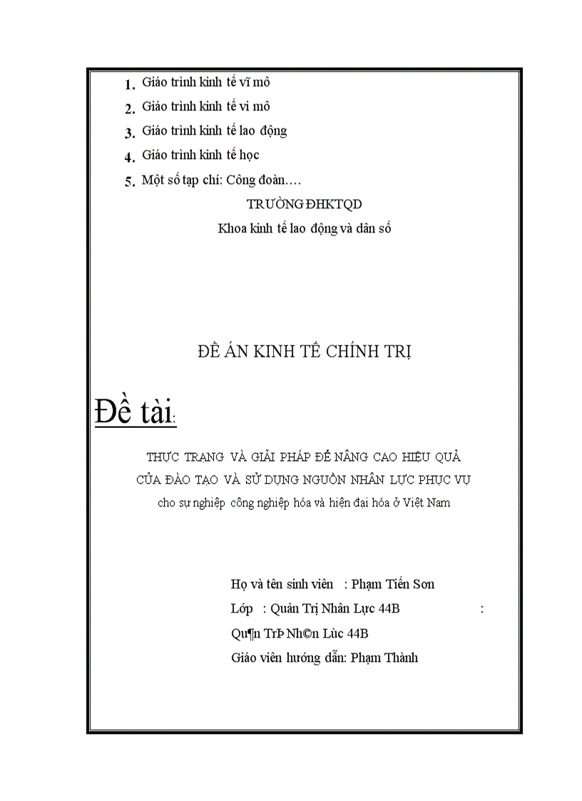 image for page Thực trạng và giải pháp để nâng cao hiệu quả của đào tạo và sử dụng nguồn nhân lực phục vụ cho sự nghiệp công nghiệp hóa và hiện đại hóa ở Việt Nam