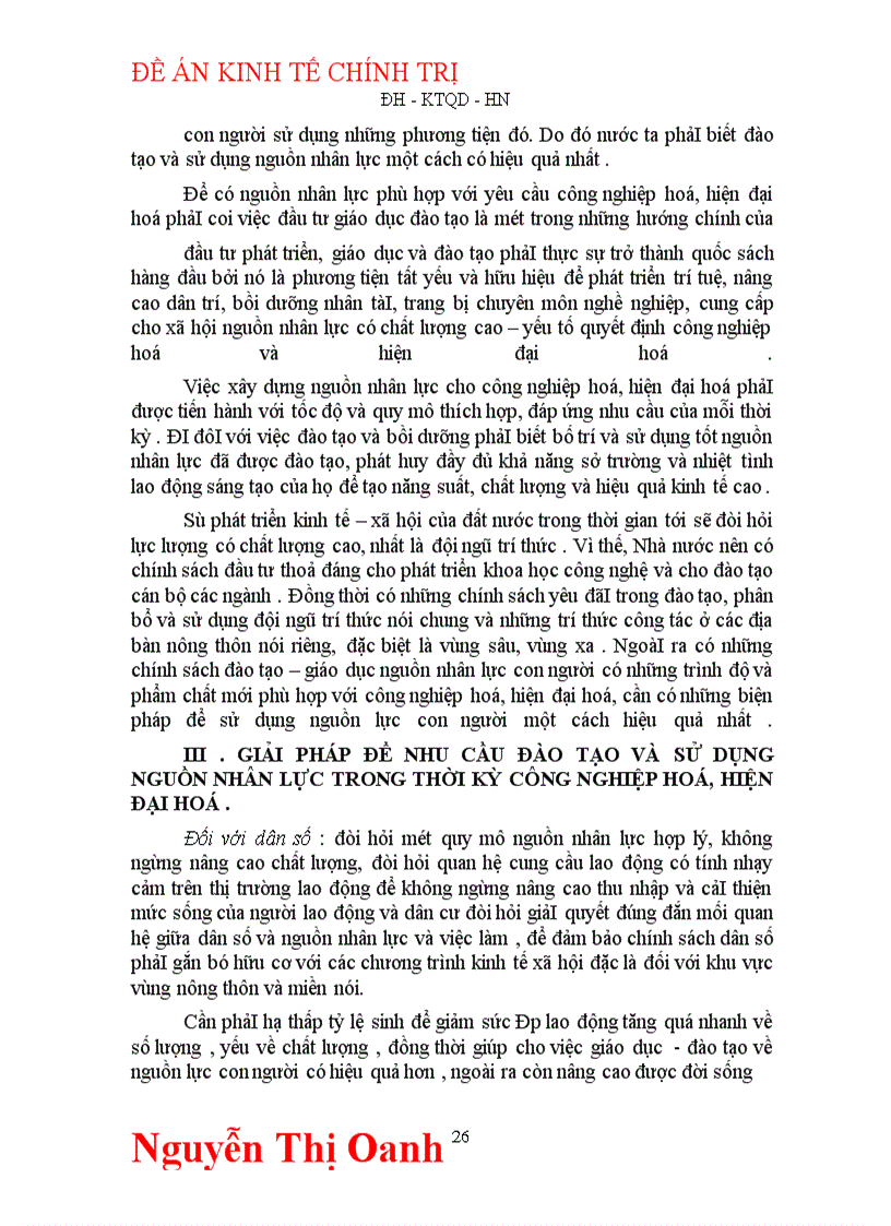 image for page Giải pháp và nâng cao đào tạo và sử dụng nguồn nhân lực con người trong thời kỳ công nghiệp hoá, hiện đại hoá