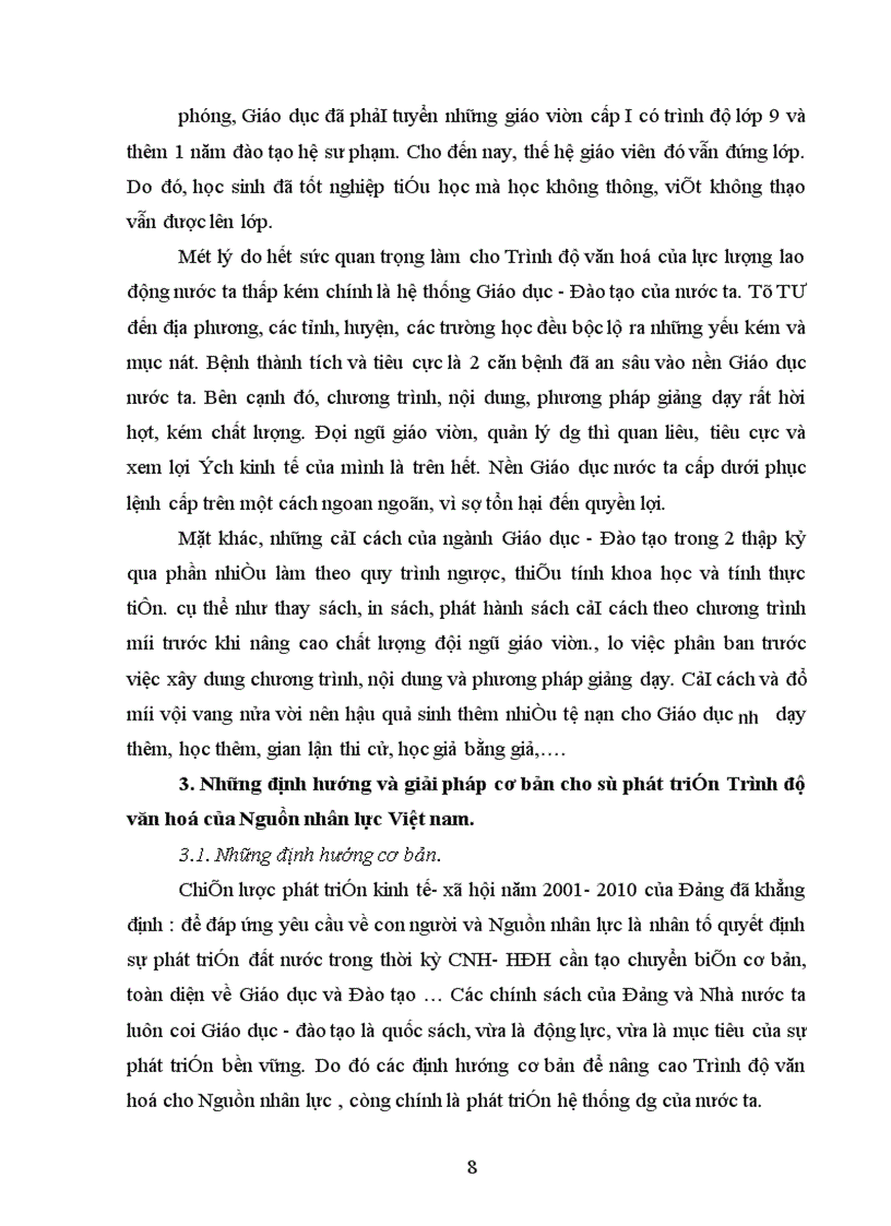 image for page Thực trạng về trình độ văn hoá của ngồn nhân lực nước ta