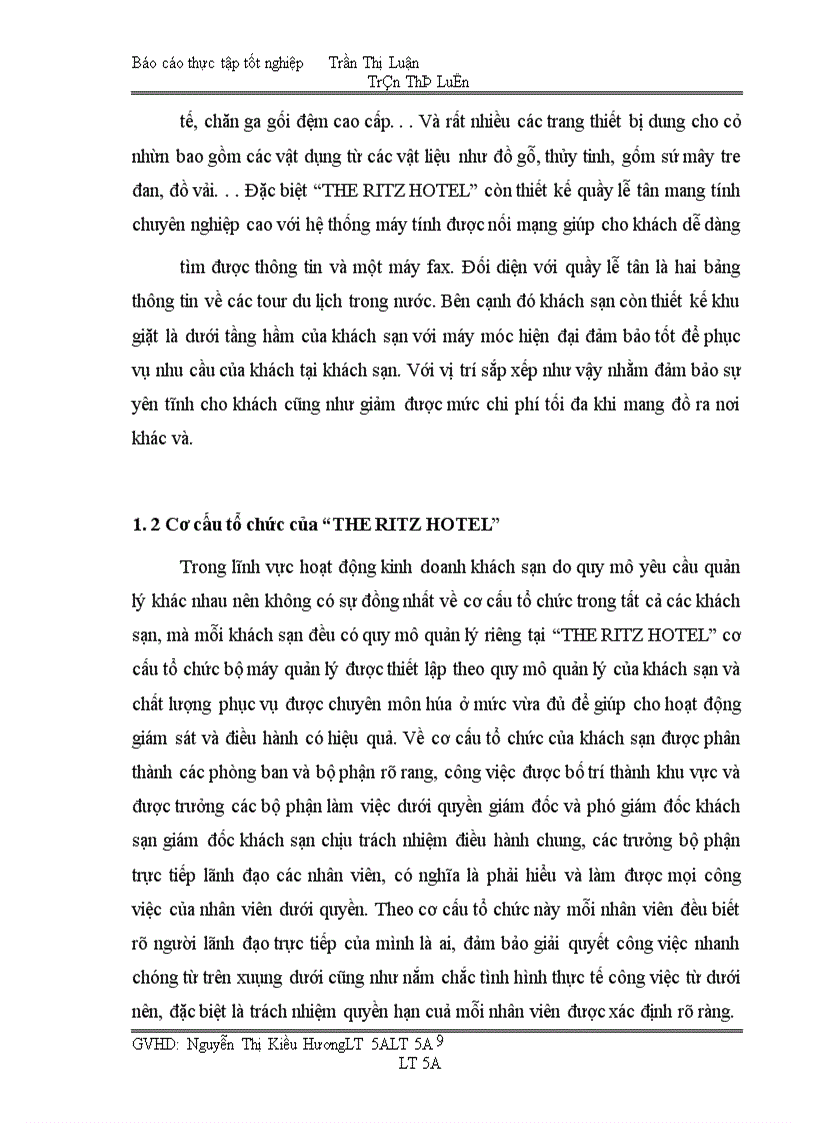 image for page Hoạt động của bộ phận lễ tân tạI “THE RITZ HOTEL”