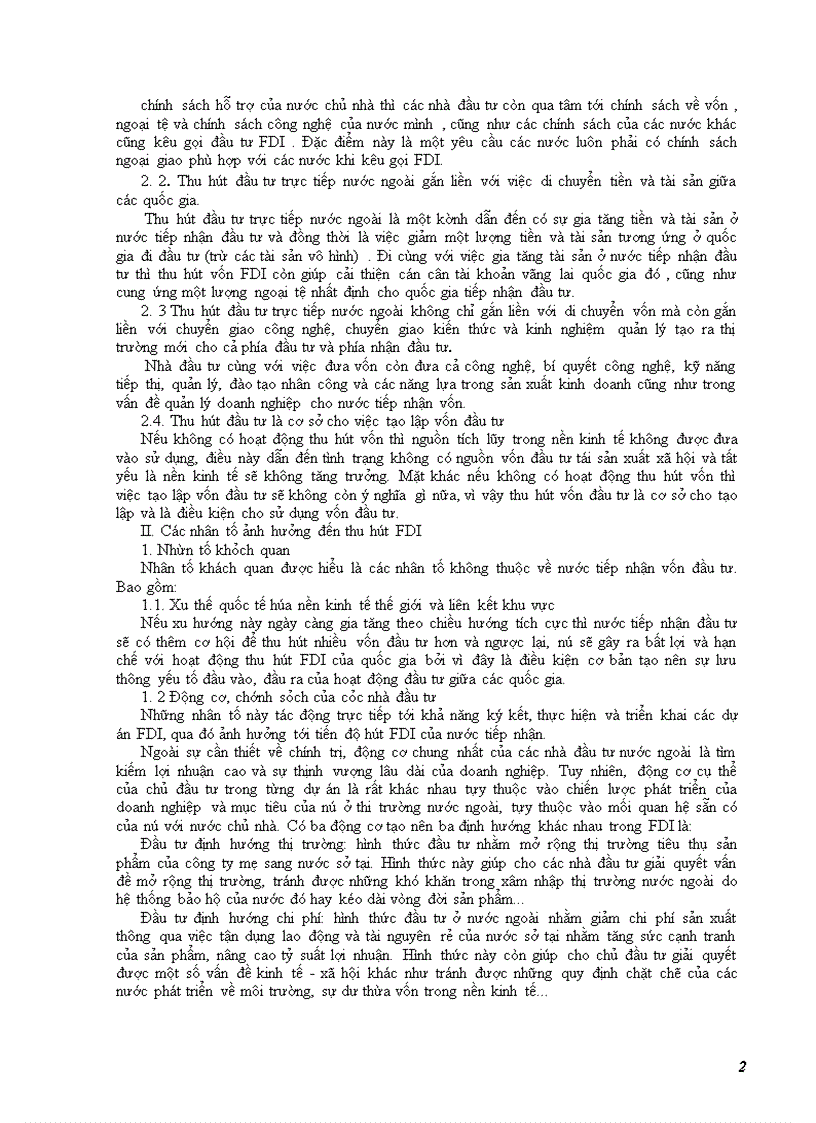 Triển vọng thu hút đầu tư trực tiếp nước ngoài- FDI của nước ta và một vài định hướng để thích ứng với tình hình FDI thế giới sau khủng hoảng kinh tế