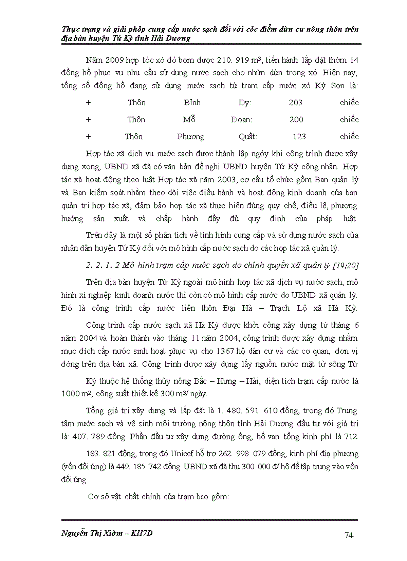 image for page Thực trạng và giải pháp cung cấp nước sạch đối với các điểm dân cư nông thôn trên địa bàn huyện Tứ Kỳ tỉnh Hải Dương