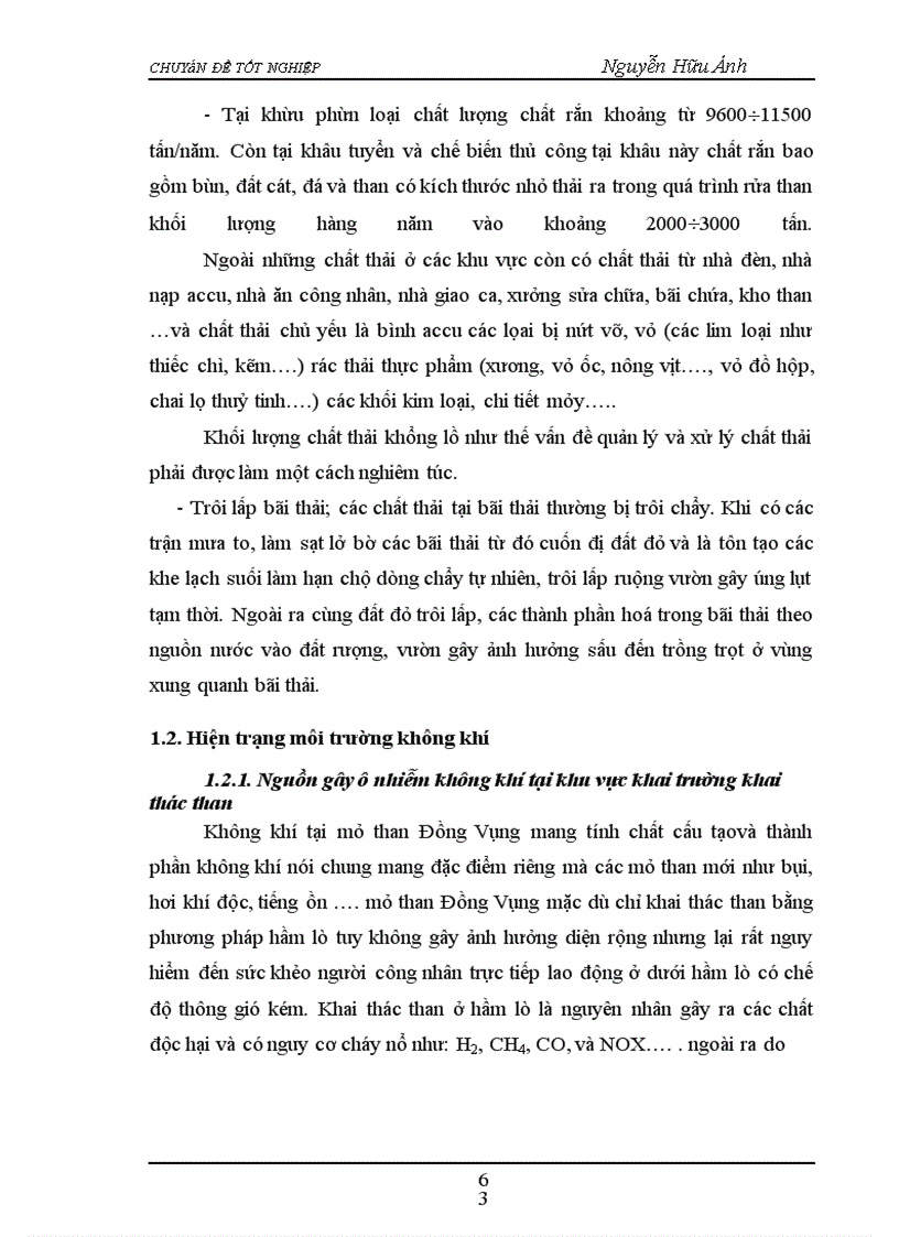image for page Đánh Giá hiện trạng ô nhiễm môi trường do hoạt động khai thác than của dự án Đồng Vông– Uông bí– Quảng Ninh và các giải pháp quản lý môi trường.