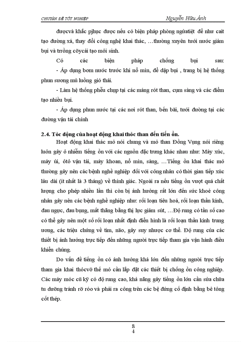 image for page Đánh Giá hiện trạng ô nhiễm môi trường do hoạt động khai thác than của dự án Đồng Vông– Uông bí– Quảng Ninh và các giải pháp quản lý môi trường.