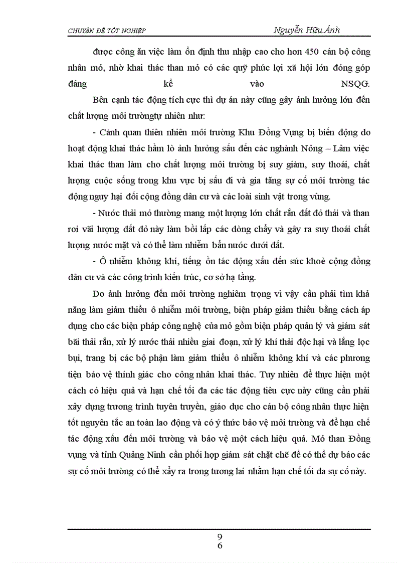 image for page Đánh Giá hiện trạng ô nhiễm môi trường do hoạt động khai thác than của dự án Đồng Vông– Uông bí– Quảng Ninh và các giải pháp quản lý môi trường.