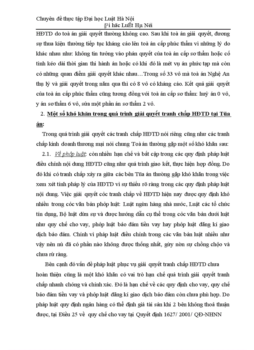 image for page Thực tiễn giải quyết tranh chấp hợp đồng tín dụng tại Toà án nơi thực tập