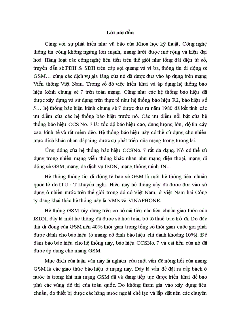 image for page Hệ thống báo hiệu số 7 trong mạng di động số GSM và ứng dụng của nó đối với giao tiếp A trong GSM