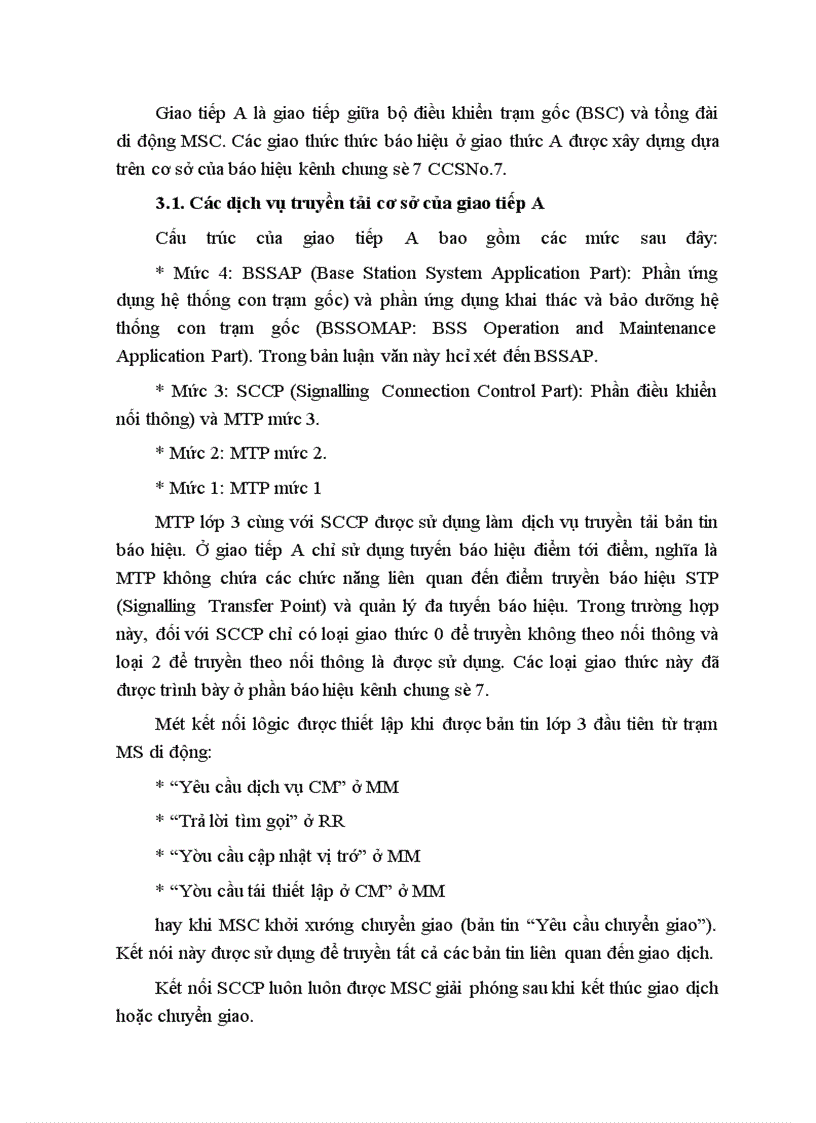 image for page Hệ thống báo hiệu số 7 trong mạng di động số GSM và ứng dụng của nó đối với giao tiếp A trong GSM
