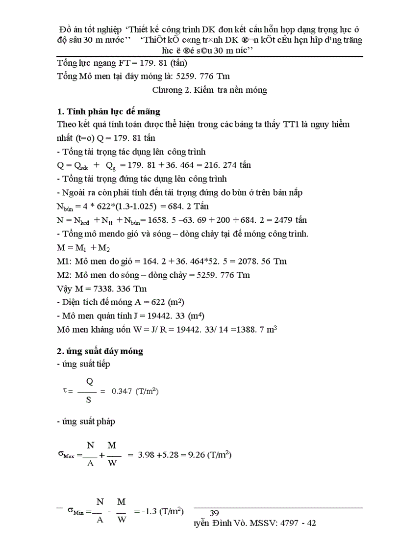 image for page Thiết kế công trình DK đơn kết cấu hỗn hợp dạng trọng lực ở độ sâu 30 m nước