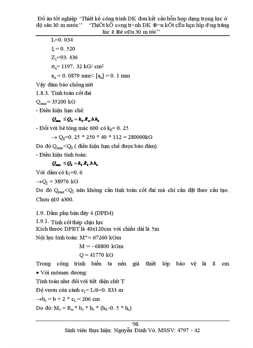 image for page Thiết kế công trình DK đơn kết cấu hỗn hợp dạng trọng lực ở độ sâu 30 m nước