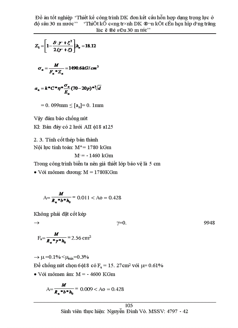 image for page Thiết kế công trình DK đơn kết cấu hỗn hợp dạng trọng lực ở độ sâu 30 m nước