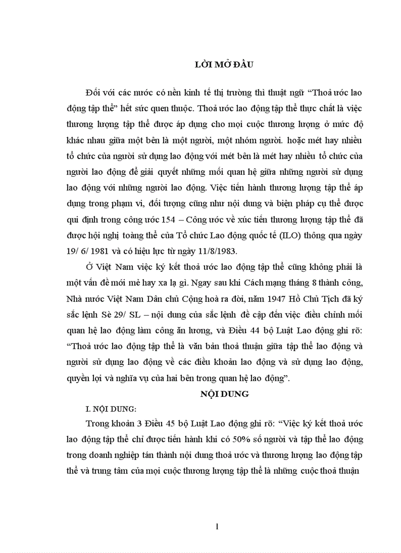 image for page Trình bày một bản thoả ước lao động tại một doanh nghiệp cụ thể