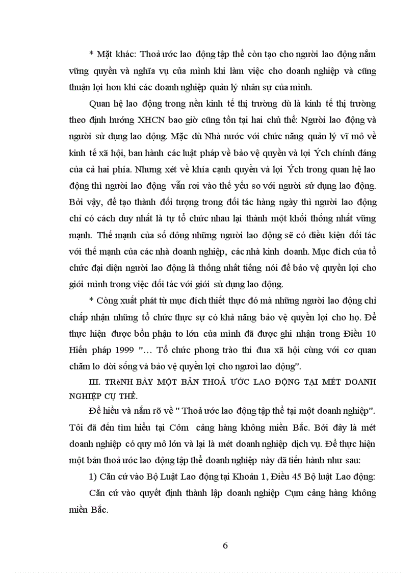 image for page Trình bày một bản thoả ước lao động tại một doanh nghiệp cụ thể