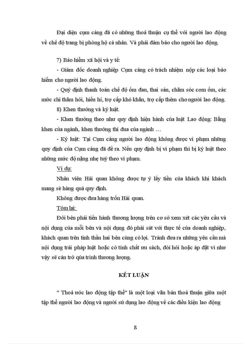 image for page Trình bày một bản thoả ước lao động tại một doanh nghiệp cụ thể