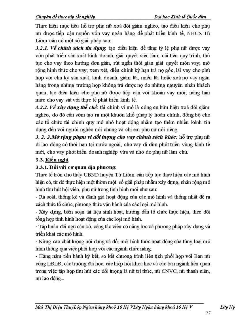 image for page Thực trạng cho vay qua hội phụ nữ tại Ngân hàng Chính sách Từ Liêm