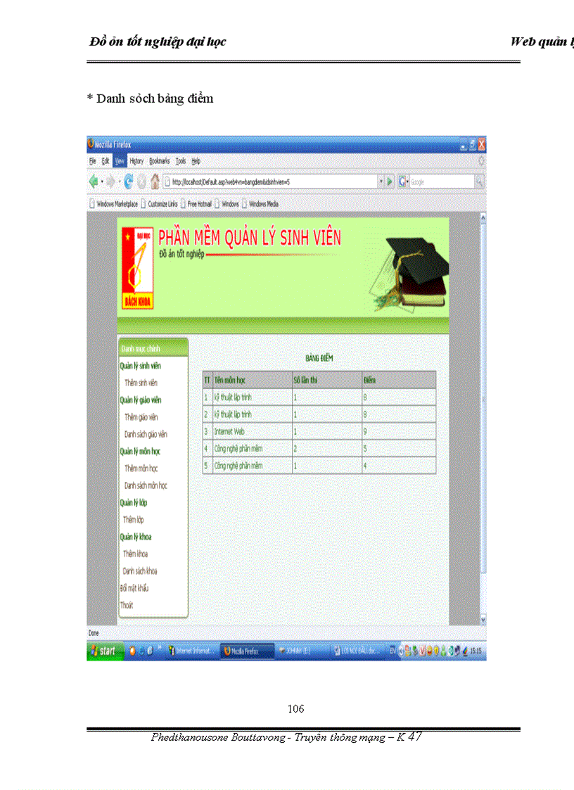 image for page Web quản lý sinh viên