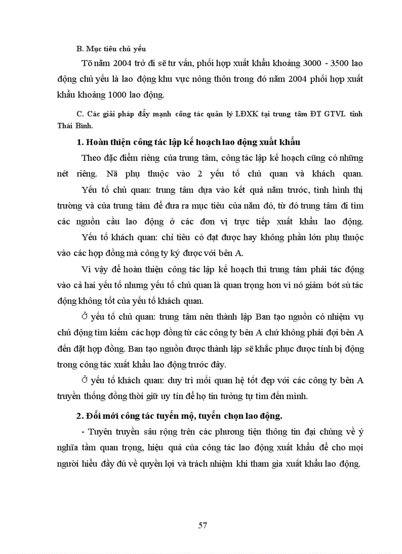 image for page Hoàn thiện công tác quản lý lao động xuất khẩu tại Trung tâm đào tạo - Giới thiệu việc làm Tỉnh Thái Bình