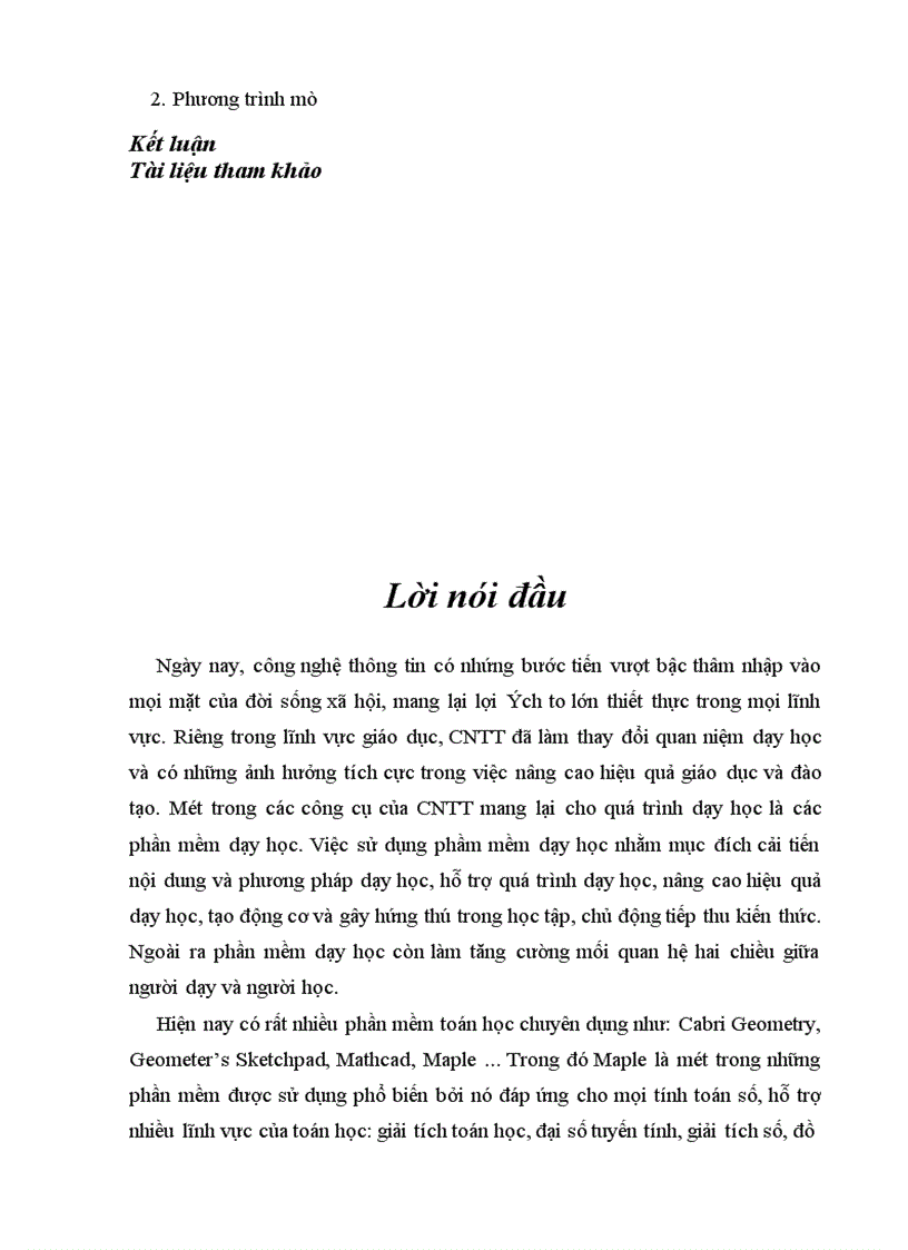 image for page Nghiên cứu sử dụng phần mềm maple 8.0 vào việc giải phương trình, hệ phương trình trong chương trình toán THCS