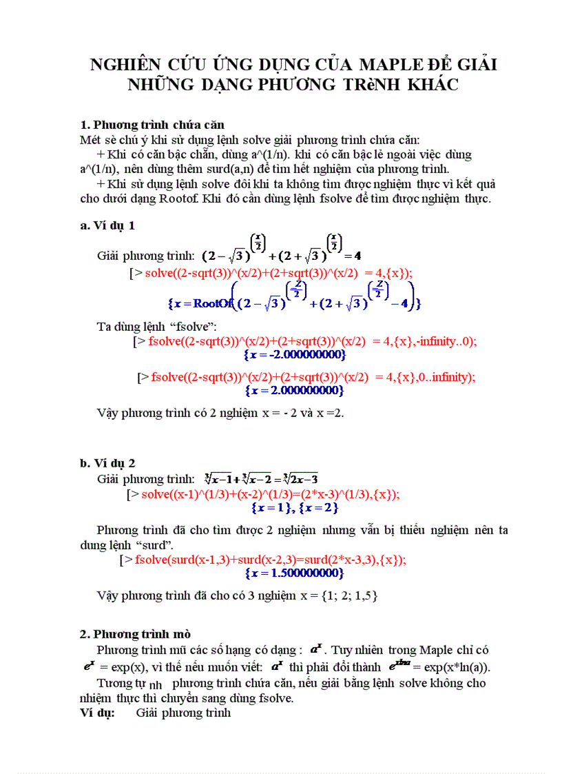 image for page Nghiên cứu sử dụng phần mềm maple 8.0 vào việc giải phương trình, hệ phương trình trong chương trình toán THCS