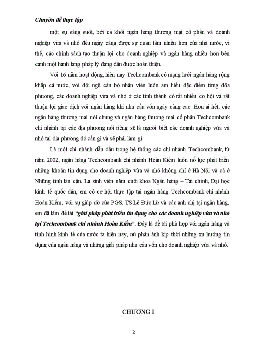 image for page Giải pháp phát triển tín dụng cho các doanh nghiệp vừa và nhỏ tại Techcombank chi nhánh Hoàn Kiếm
