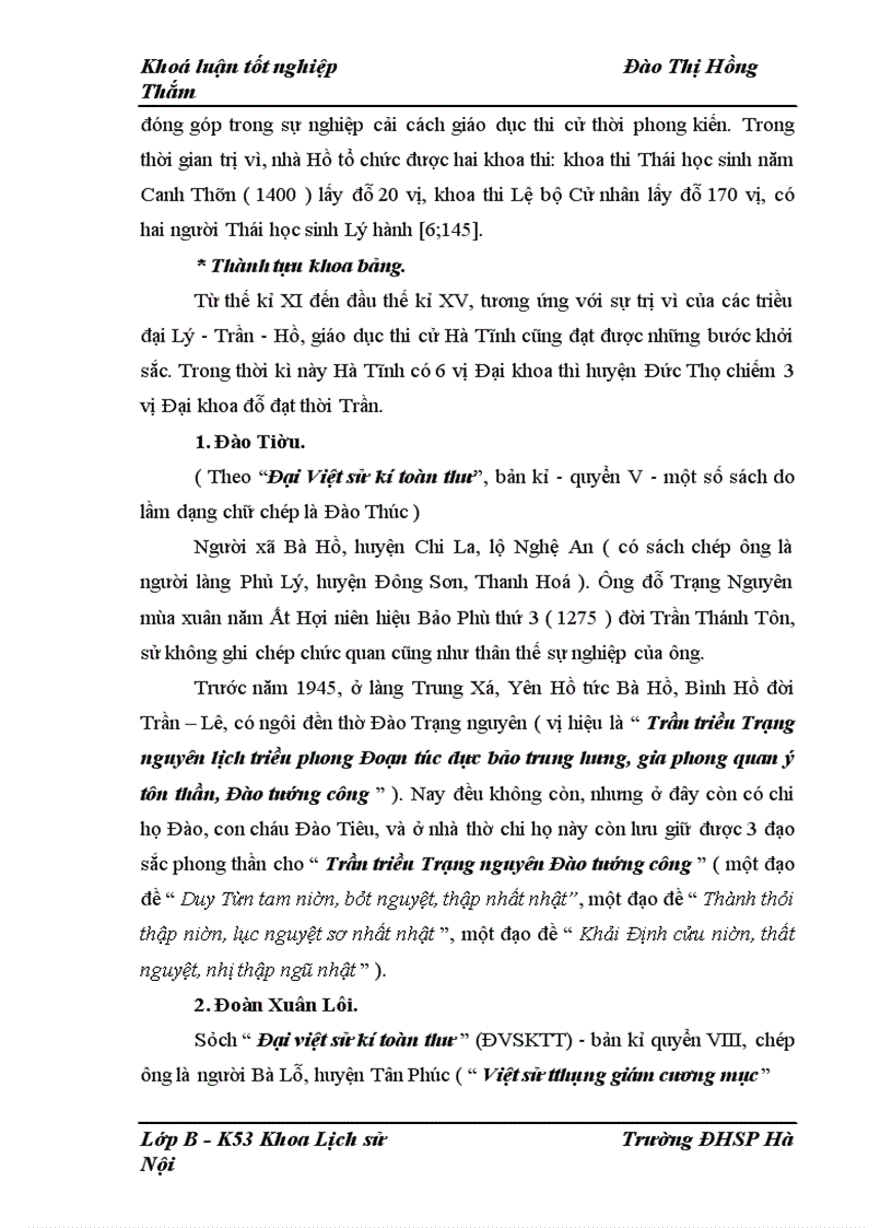 image for page Bước đầu tìm hiểu truyền thống khoa bảng của nhân dân huyện Đức Thọ ( Hà Tĩnh ) thời kì phong kiến