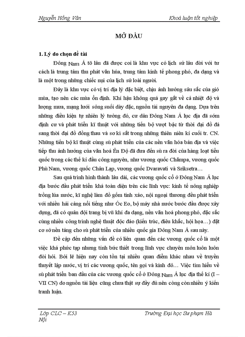 image for page Quá trình hình thành và bước đầu phát triển của một số vương quốc cổ ở Đông Nam á lục địa (thế kỉ I -VII)