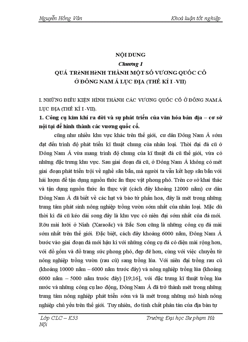 image for page Quá trình hình thành và bước đầu phát triển của một số vương quốc cổ ở Đông Nam á lục địa (thế kỉ I -VII)