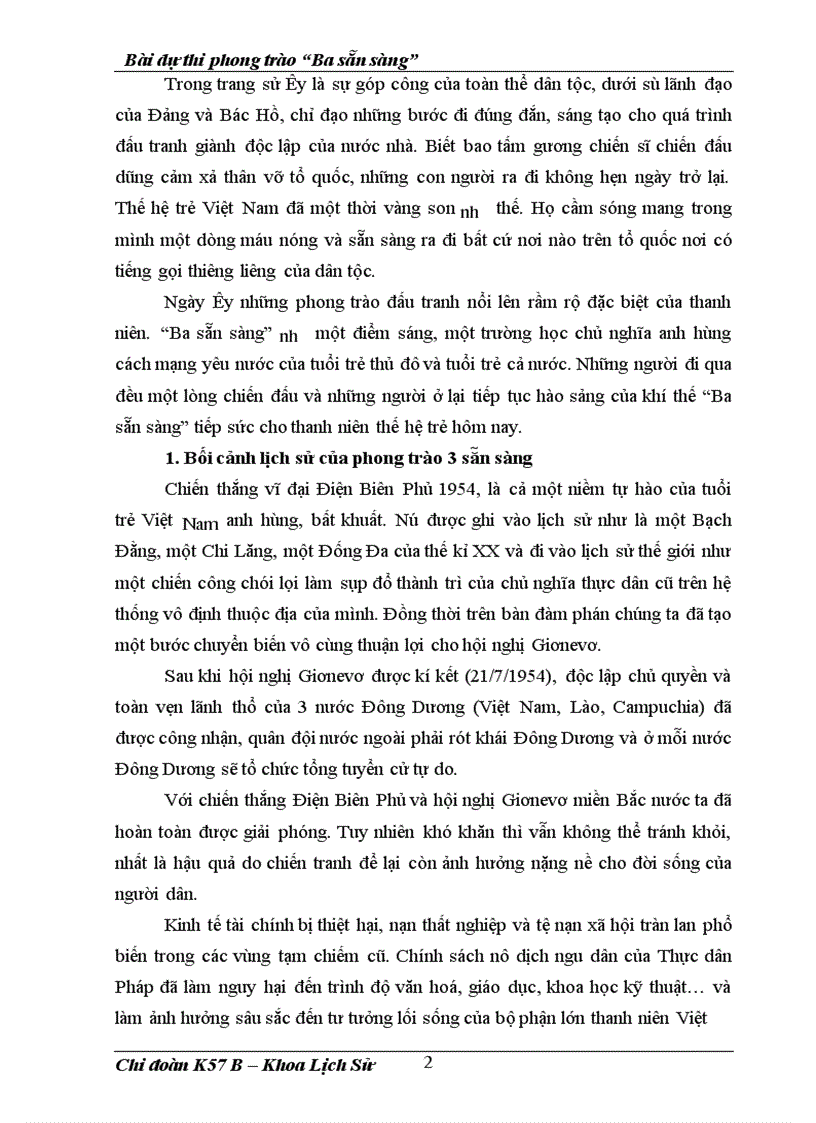 image for page Bài dự thi phong trào Ba sẵn sàng