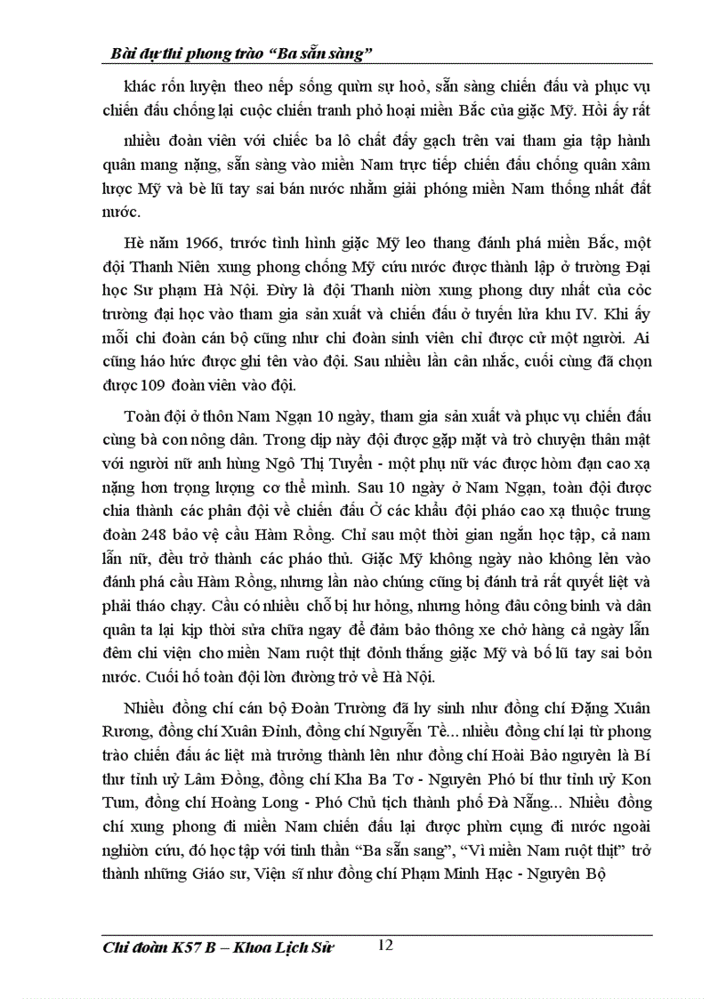 image for page Bài dự thi phong trào Ba sẵn sàng