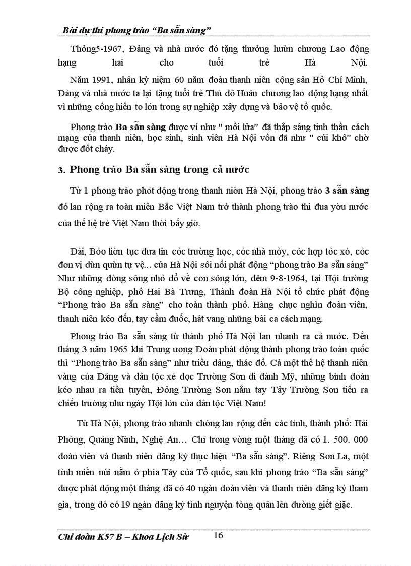 image for page Bài dự thi phong trào Ba sẵn sàng