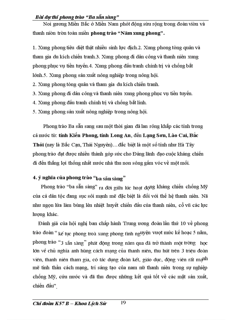 image for page Bài dự thi phong trào Ba sẵn sàng