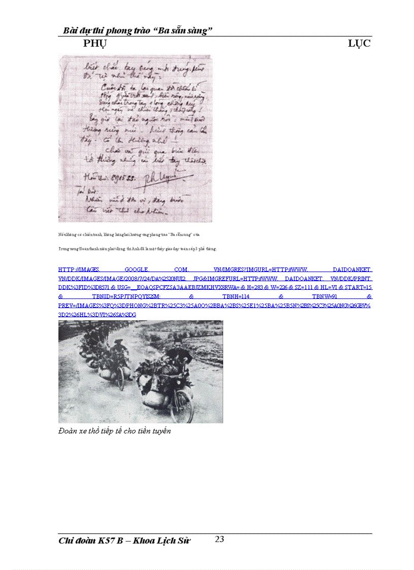 image for page Bài dự thi phong trào Ba sẵn sàng