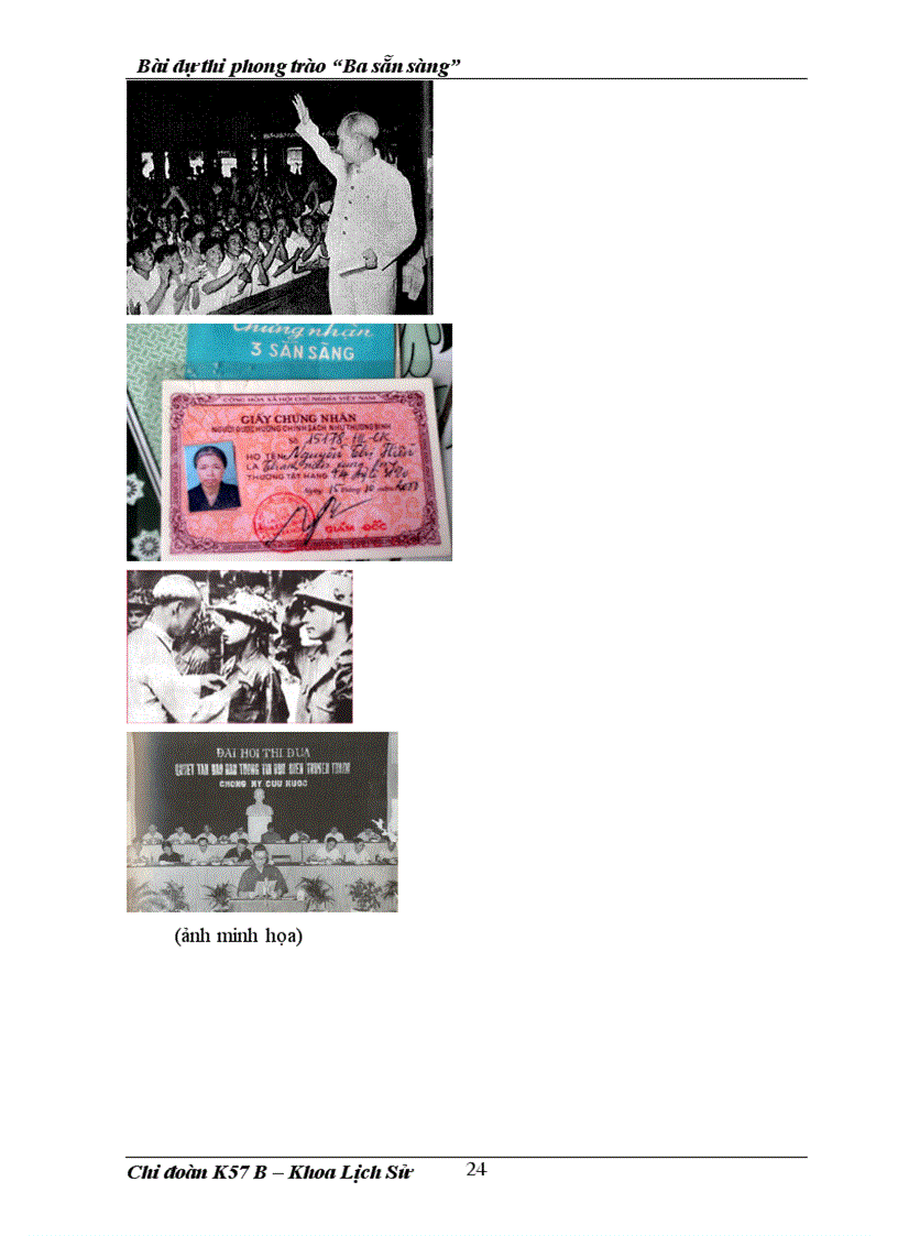 image for page Bài dự thi phong trào Ba sẵn sàng