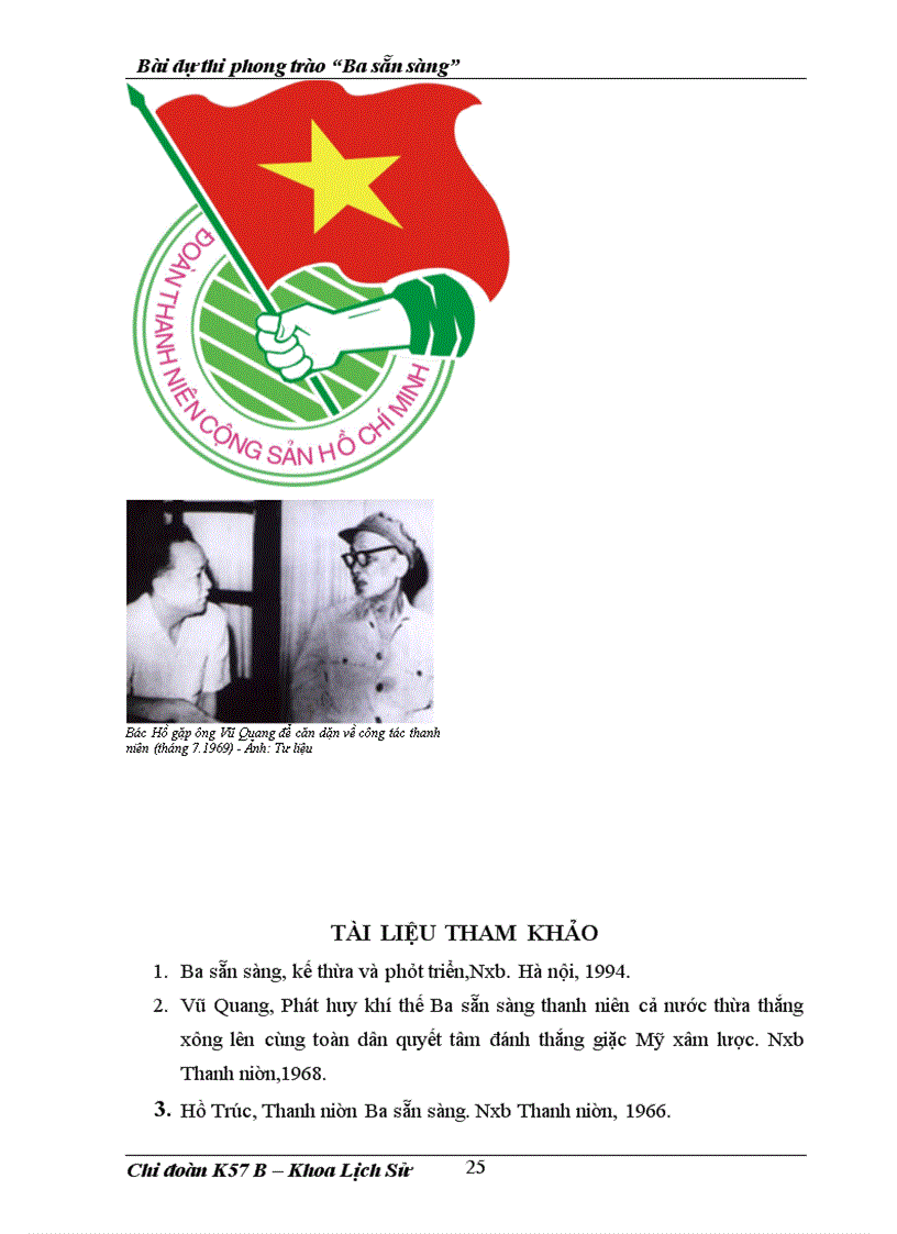 image for page Bài dự thi phong trào Ba sẵn sàng
