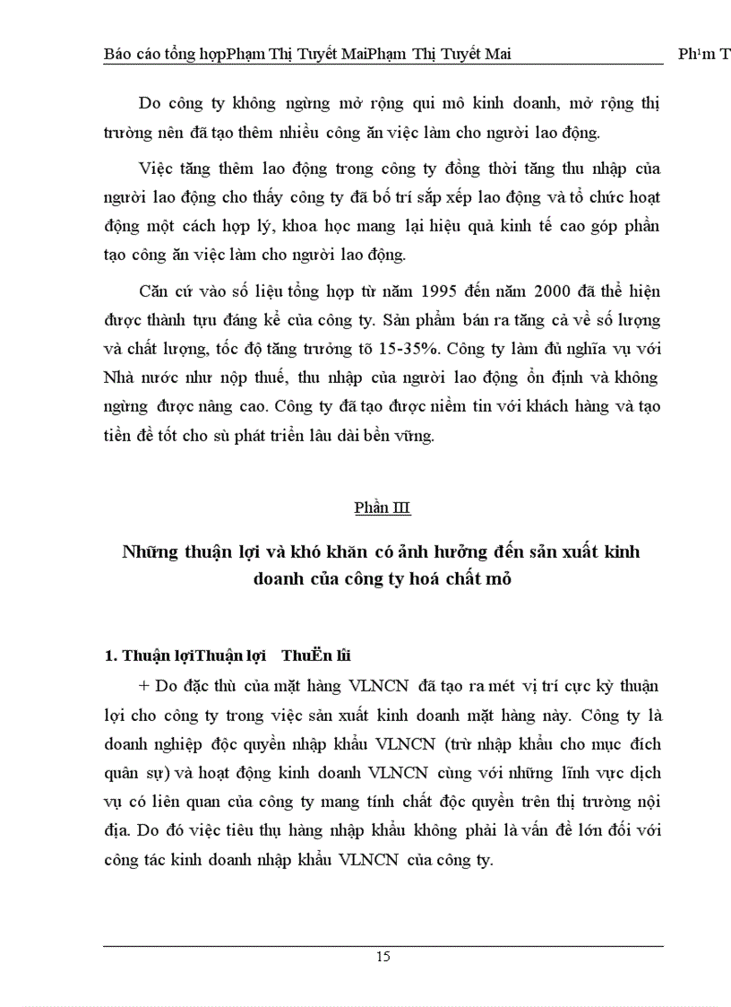 image for page Những thuận lợi và khó khăn có ảnh hưởng đến sản xuất kinh doanh của công ty hoá chất mỏ