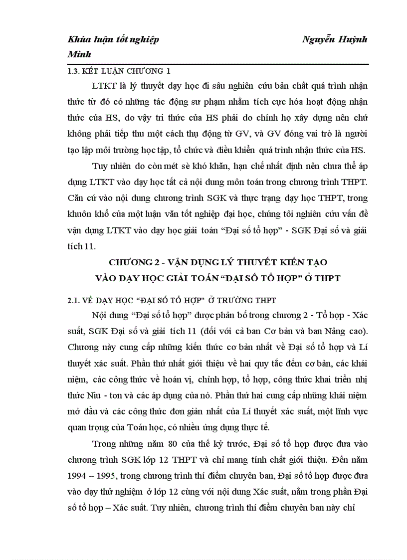 image for page Bước đầu vận dụng lý thuyết kiến tạo vào dạy học giải toán Đại số tổ hợp ở Trung học phổ thông