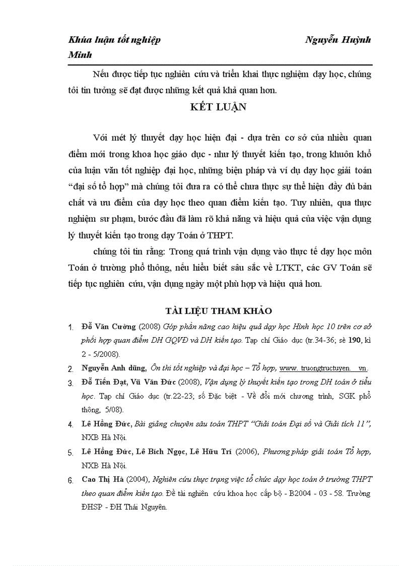 image for page Bước đầu vận dụng lý thuyết kiến tạo vào dạy học giải toán Đại số tổ hợp ở Trung học phổ thông