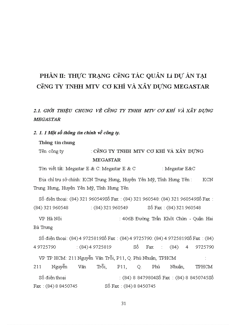 image for page Thực trạng công tác quản lý dự án tại công ty tnhh mtv cơ khí và xây dựng megastar