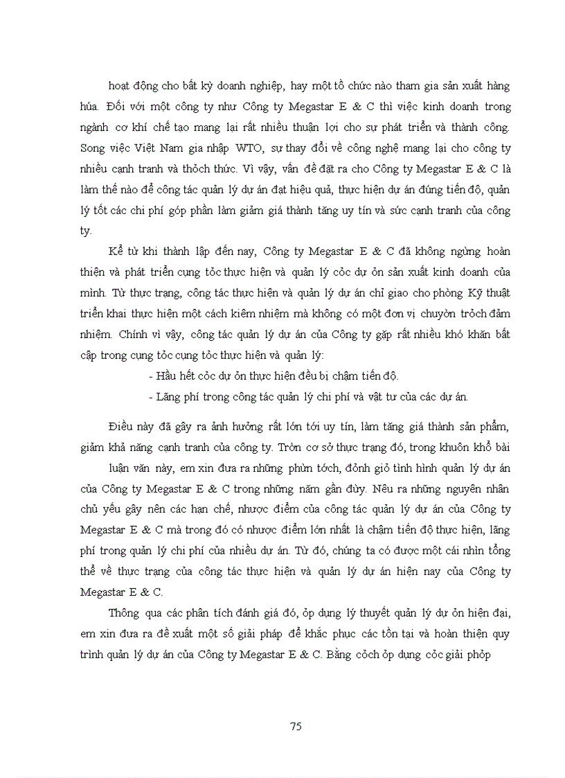 image for page Thực trạng công tác quản lý dự án tại công ty tnhh mtv cơ khí và xây dựng megastar